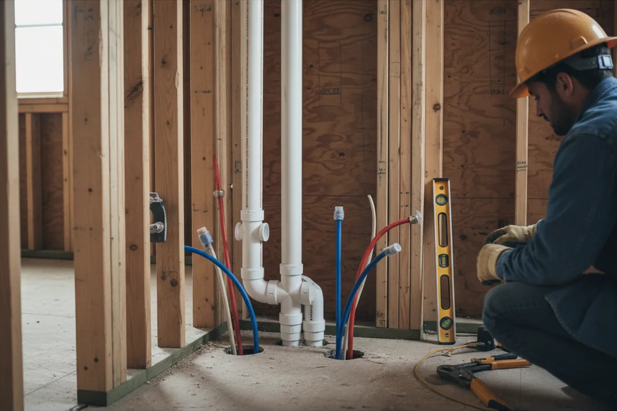 Drain and supply rough-in during Leak Detection in Saraland
